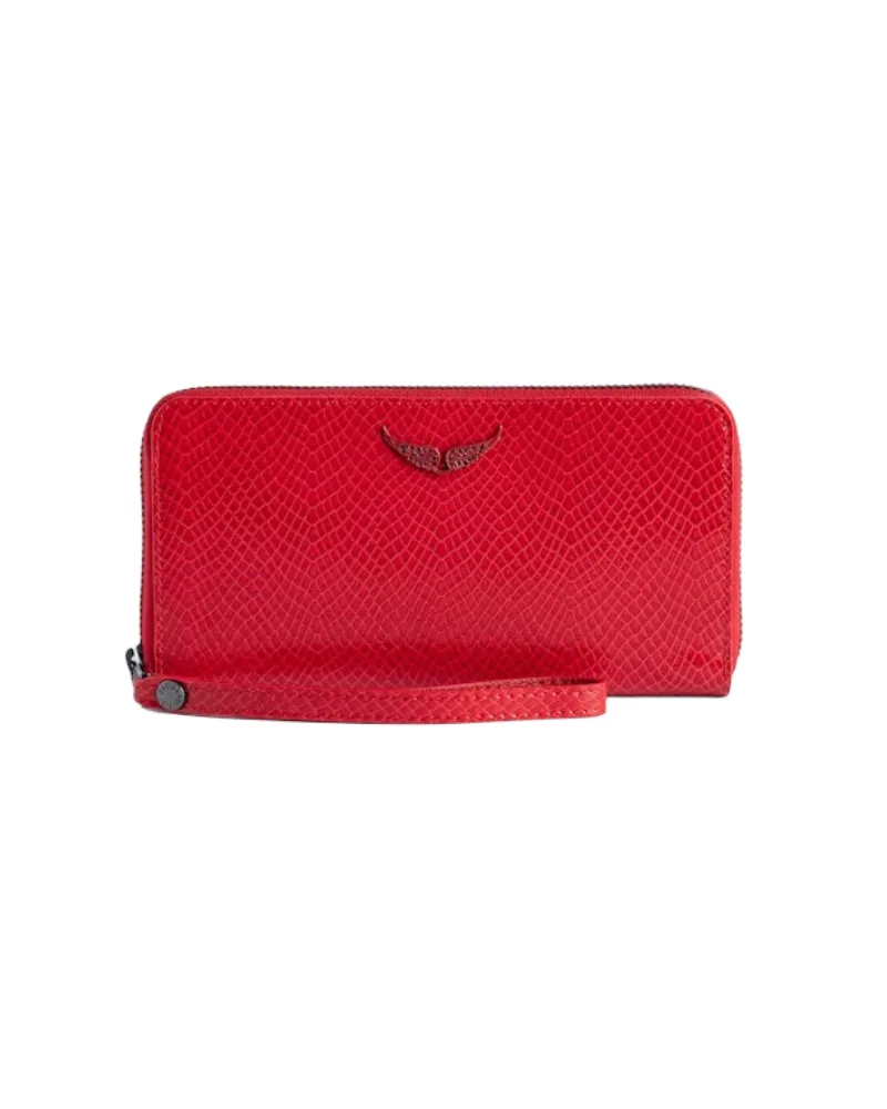 Zadig & Voltaire Brieftasche Compagnon Glossy Wild Geprägt Rot