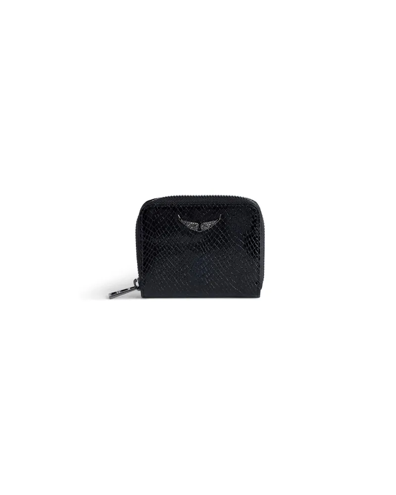 Zadig & Voltaire Mini Zv Glossy Wild Geprägte Geldbörse Schwarz