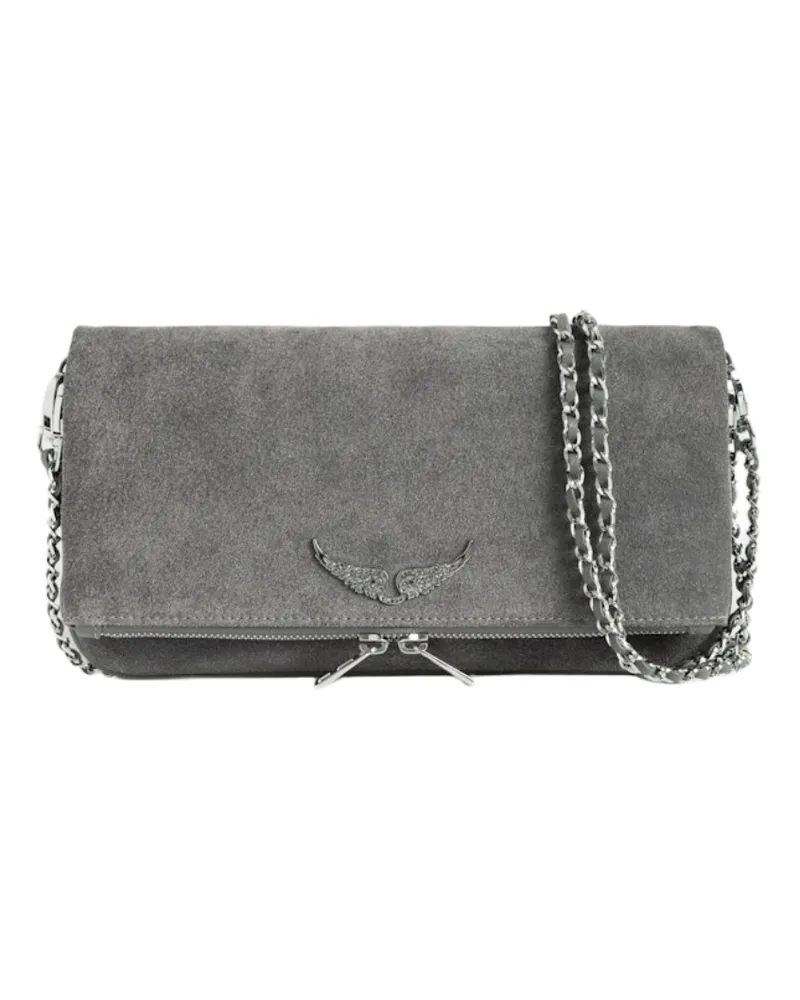 Zadig & Voltaire Rock Suede Clutch Grau