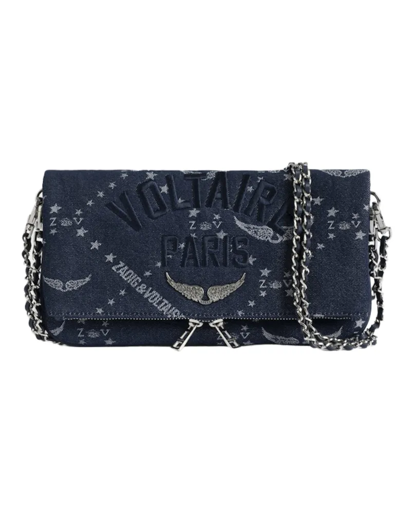 Zadig & Voltaire Clutch Rock Denim Monogram Blau
