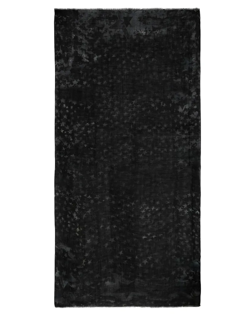 Zadig & Voltaire Schal Judy Stars 100 100% Wolle Grau