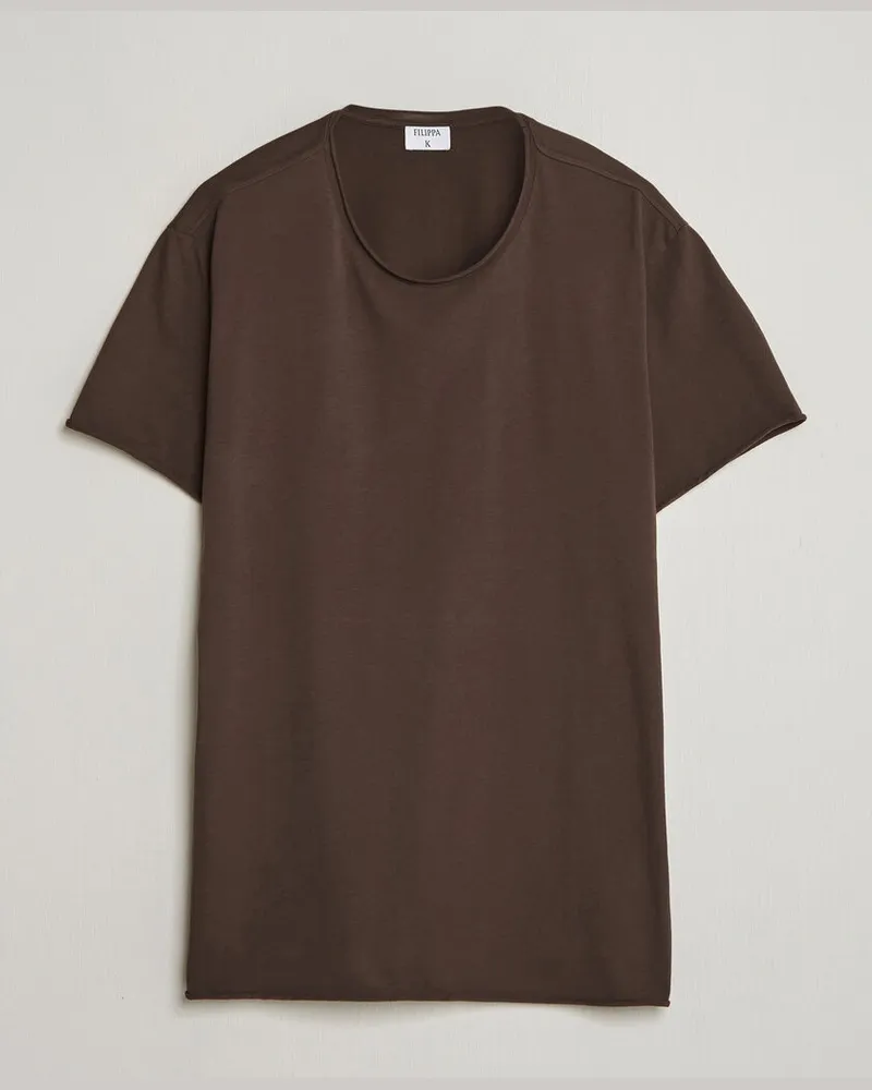 Filippa K Roll Neck Crew Neck T-Shirt Dark Chocolate Braun