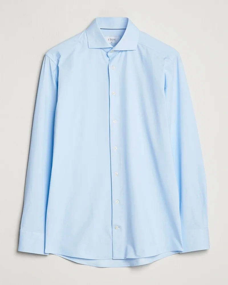 Eton Slim Fit Four Way Stretch Shirt Light Blue Blau