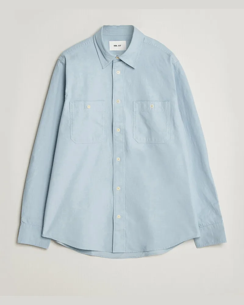 NN 07 Colby Twill Overshirt Sky Mist Blau