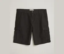 Regular Fit Linen Cargo Shorts Ebony Black
