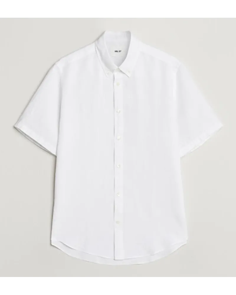 NN 07 Arne Leinen Kurzarm Shirt White Weiß