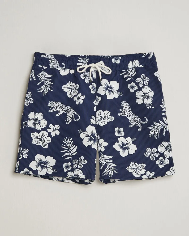 Ralph Lauren Traveler Mid Trunk Seersucker Jaguar Tropical Blau