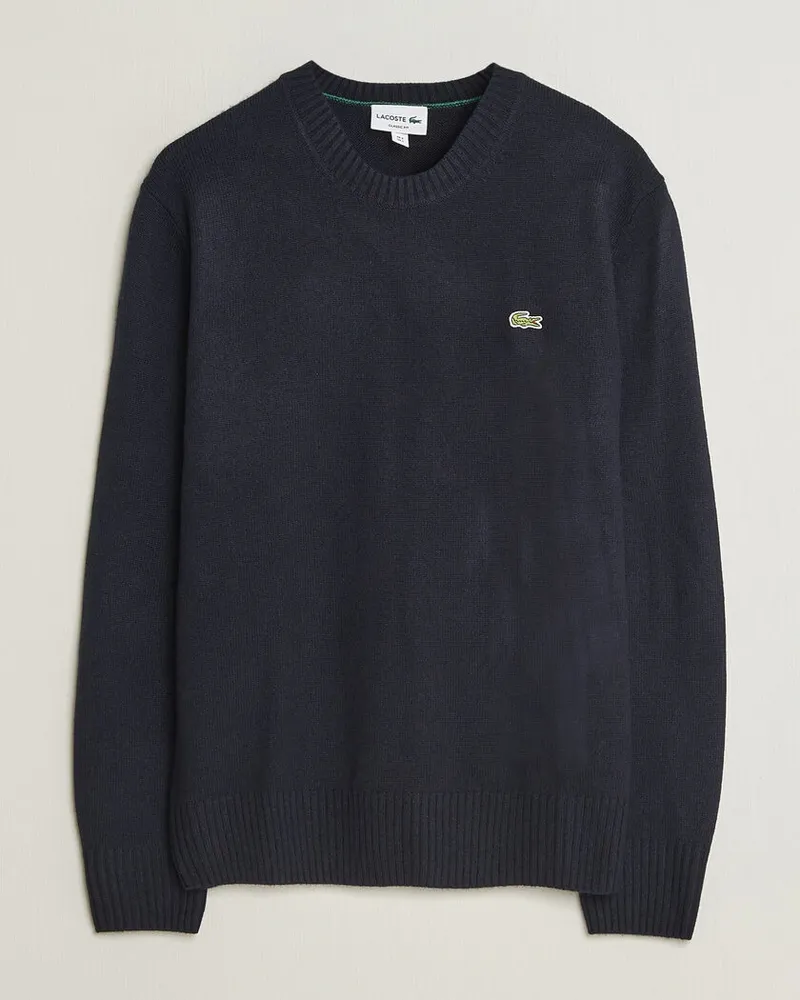 Lacoste Carded Wool Crew Neck Navy Blue Blau