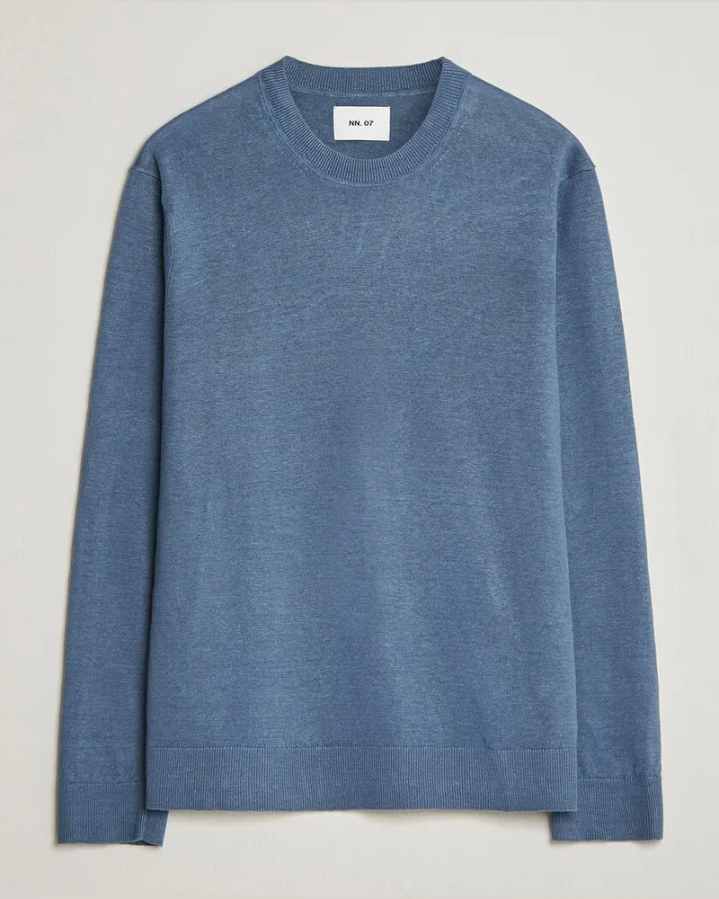 NN 07 Ted Linen Knitted Sweater Stone Blue Blau