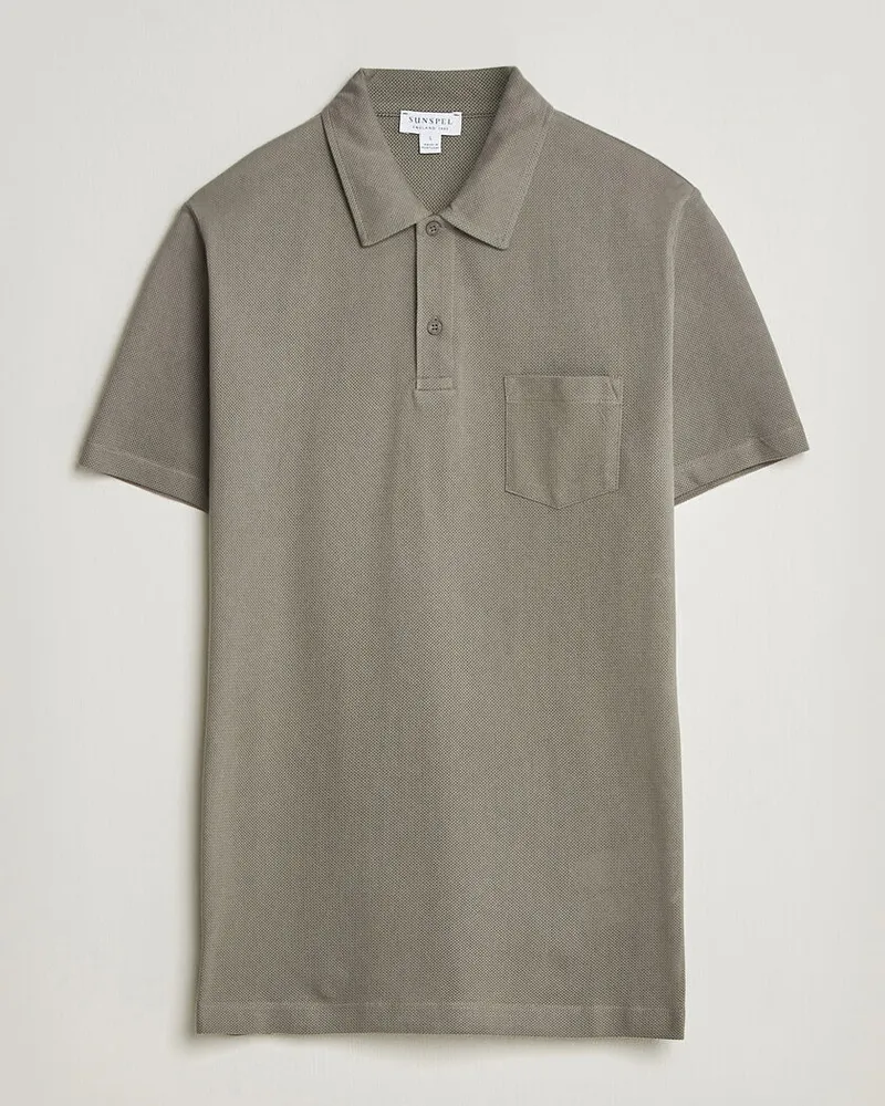 Sunspel Riviera Polo Shirt Fossil Grey Grau