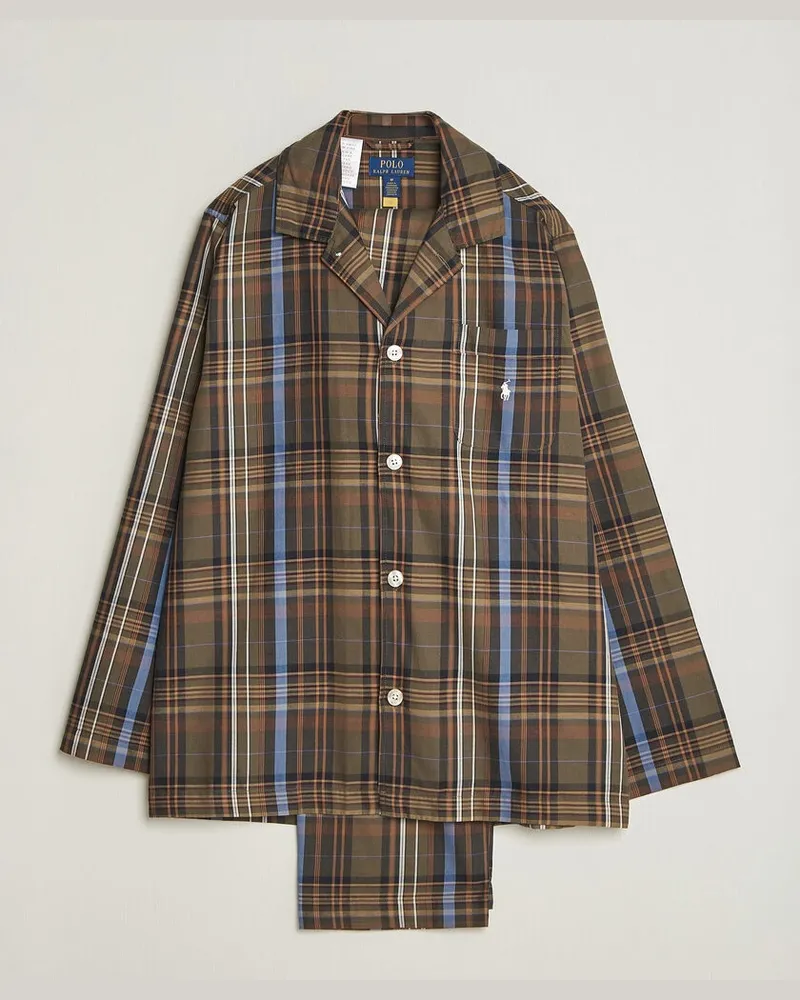 Ralph Lauren Pyjamas Set Olive Brown Multi Mehrfarbig