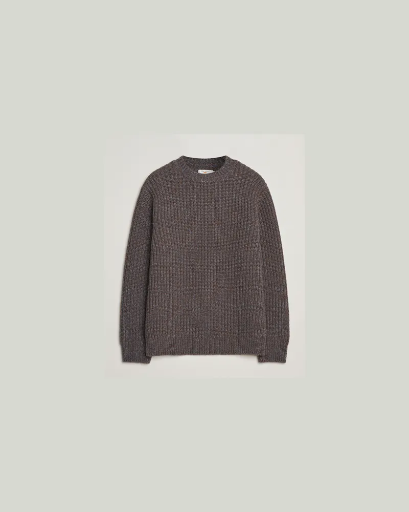 Nudie Jeans August Chunky Knitted Wool Sweater Brown Braun