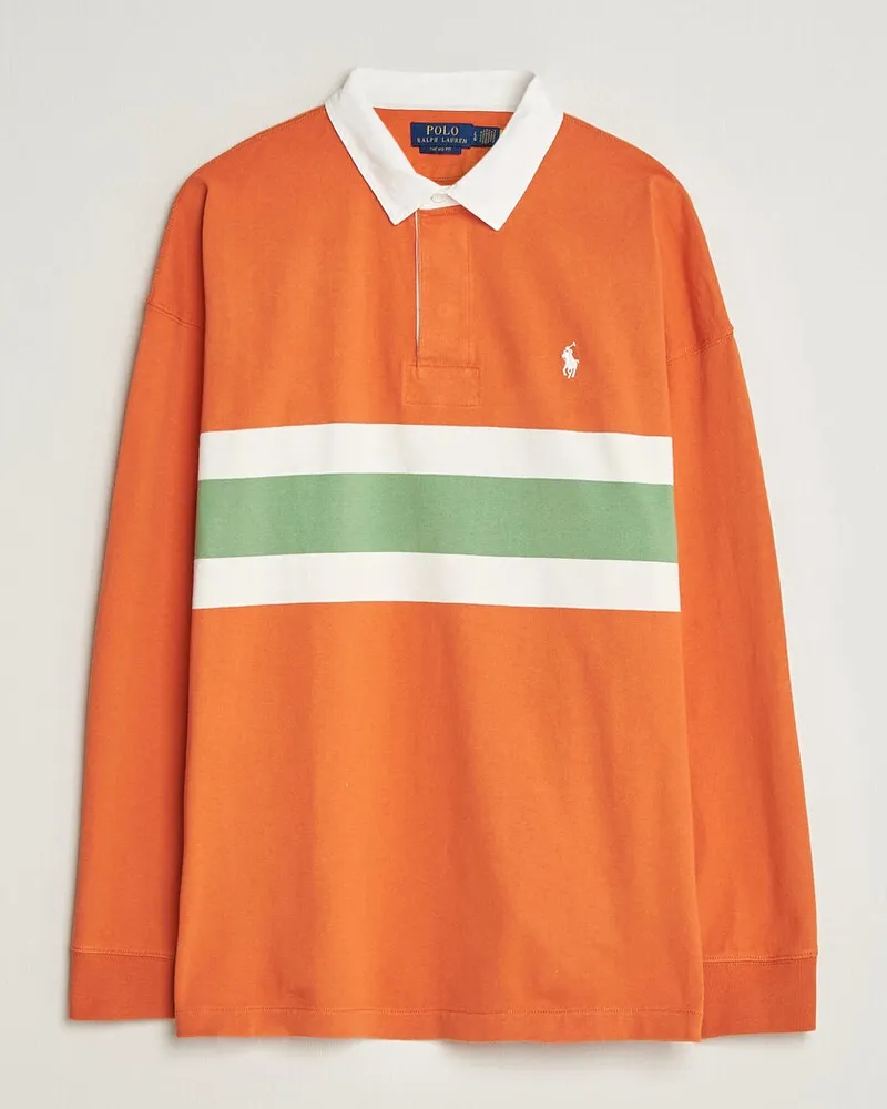 Ralph Lauren Knitted Jersey Rugby Shirt Solar Sky Multi Orange
