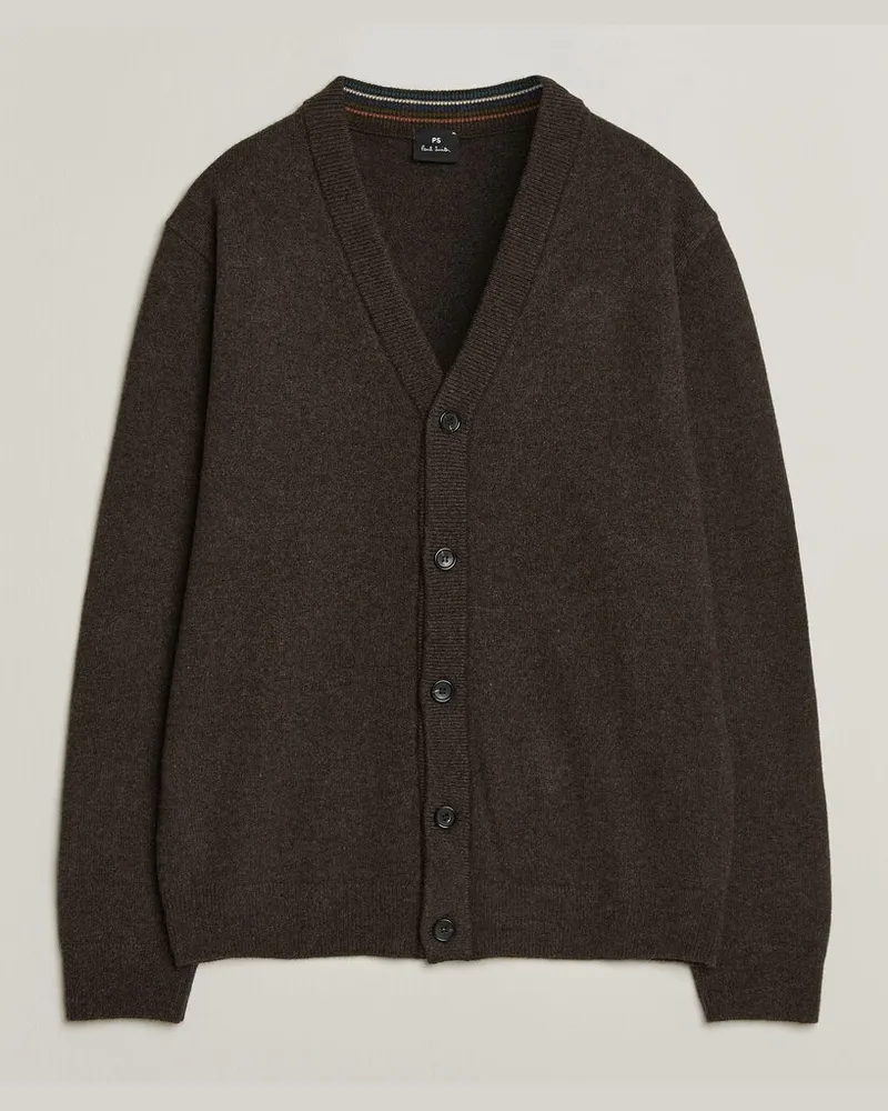 Paul Smith Wool Knitted Cardigan Brown Braun