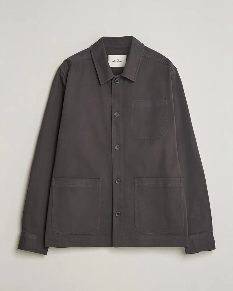 LES DEUX Layton Cotton Overshirt Black Schwarz