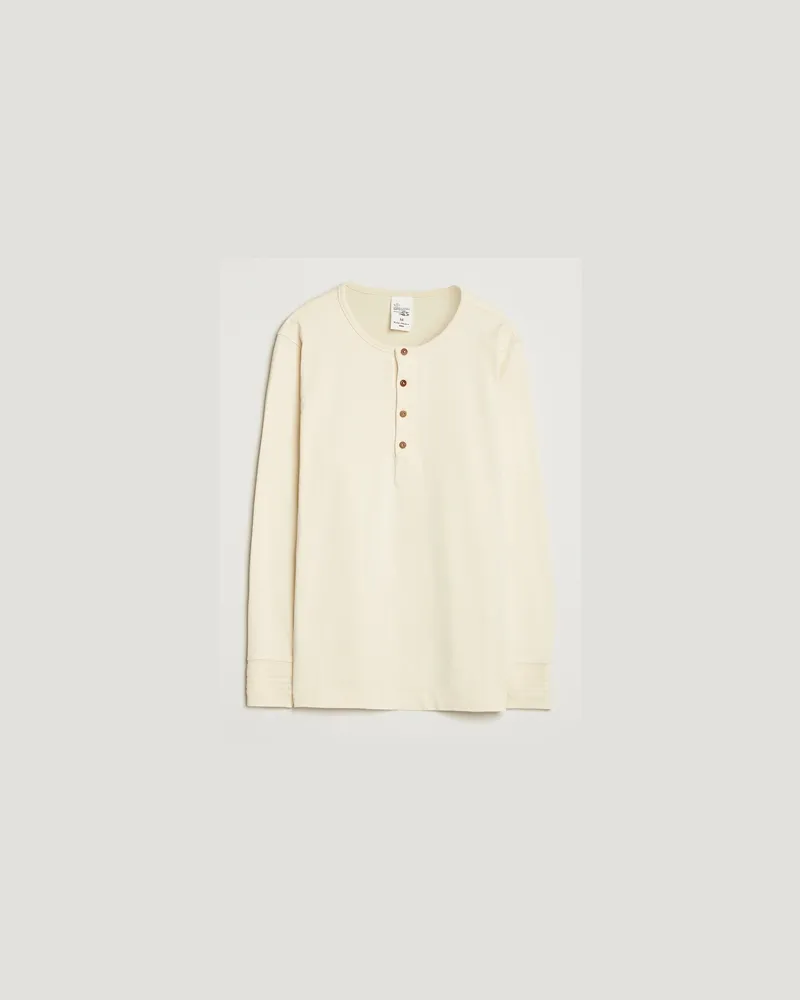 Nudie Jeans Long Sleeved Henley Ecru Beige