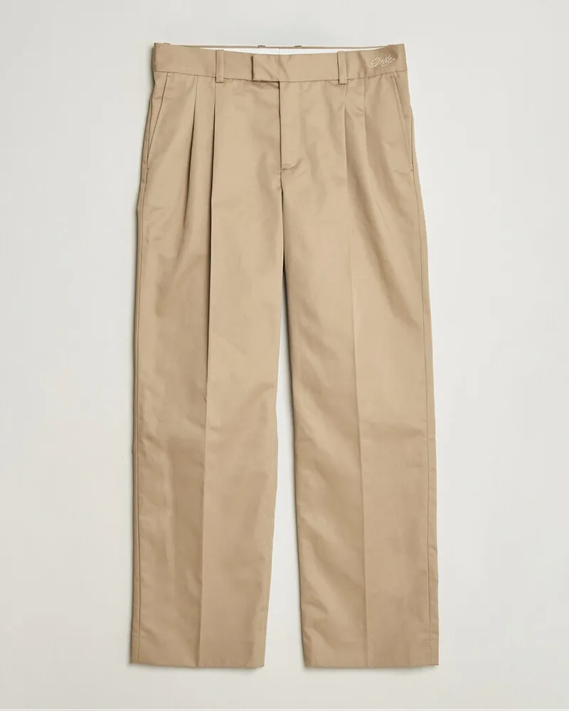 Drôle de Monsieur Gabardine Pleated Trousers Beige Beige