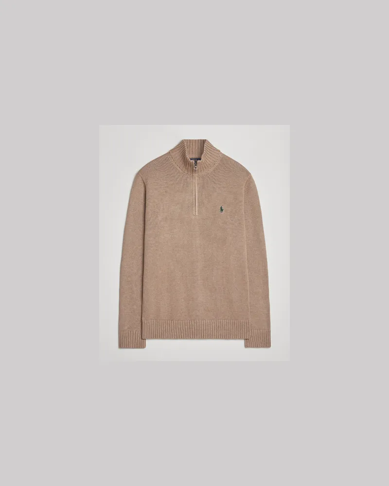 Ralph Lauren Cotton Pullover Half-Zip Bronze Melange Braun