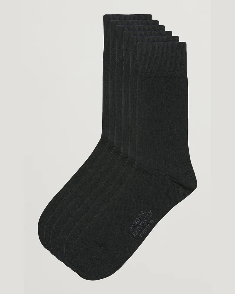 Amanda Christensen 6-Pack True Cotton Socks Black Schwarz
