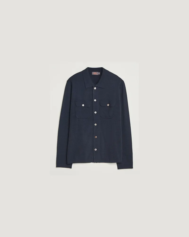Morris Merino Walter Overshirt Navy Blau