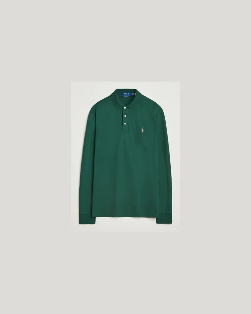Ralph Lauren Pima Cotton Custom Slim Fit LS Polo Vintage Pine Grün