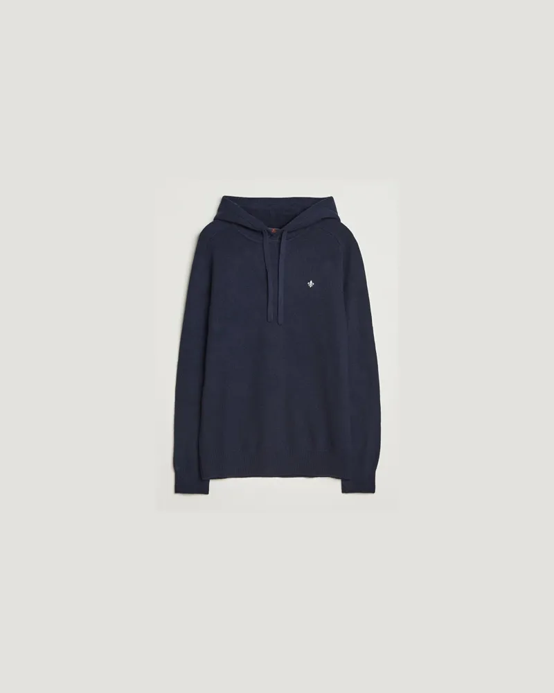 Morris Hertford Lambswool Hoodie Navy Blau