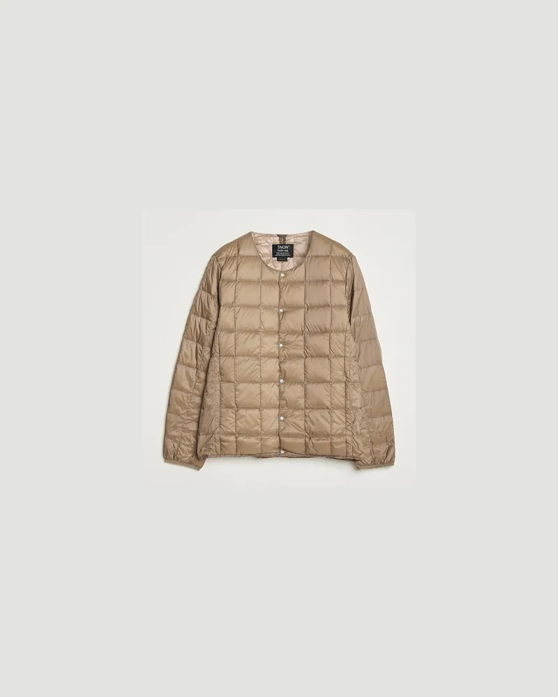 TAION Crew Neck Button Down Jacket Khaki Braun