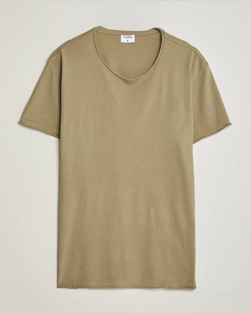 Filippa K Roll Neck Crew Neck T-Shirt Light Olive Green Grün