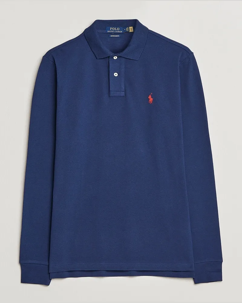 Ralph Lauren Custom Slim Fit Long Sleeve Polo Newport Navy Blau