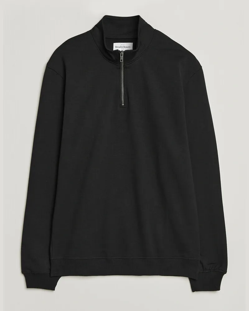 Bread & Boxers Loungewear Half Zip Black Schwarz