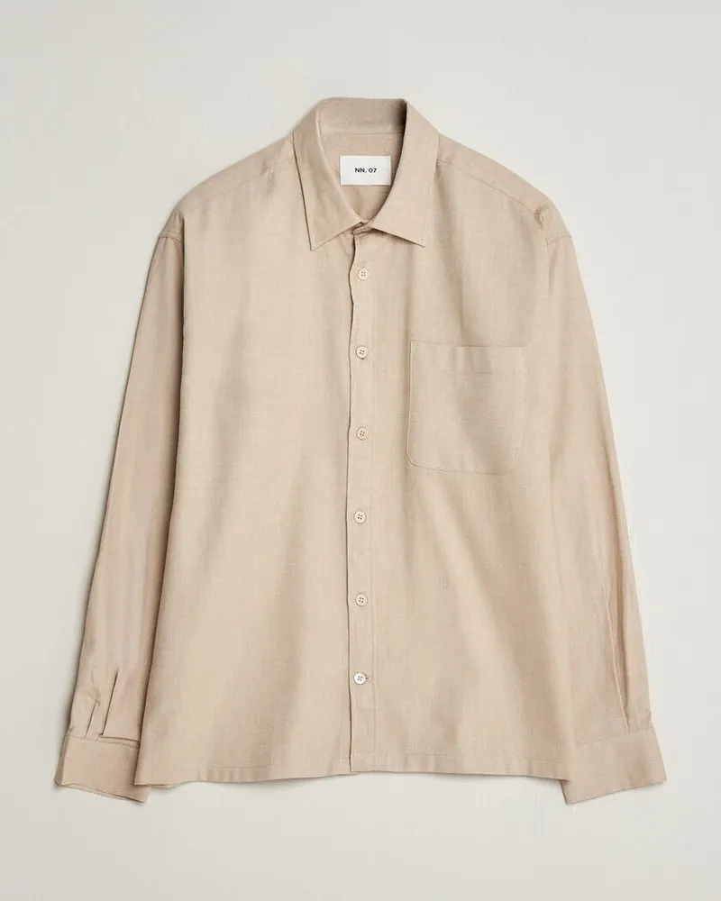 NN 07 Deon Brushed Light Flannel Shirt Desert Khaki Beige