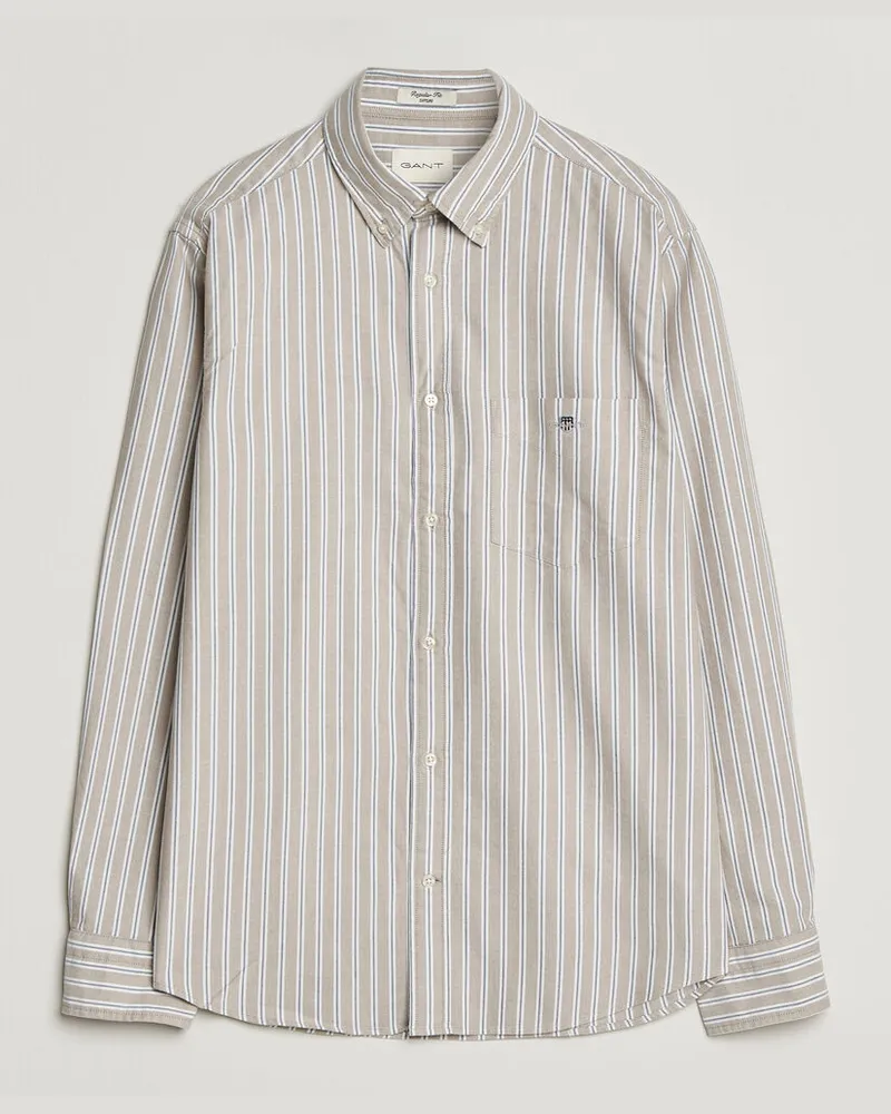 Gant Regular Fit Classic Striped Oxford Shirt  Light Taupe Beige