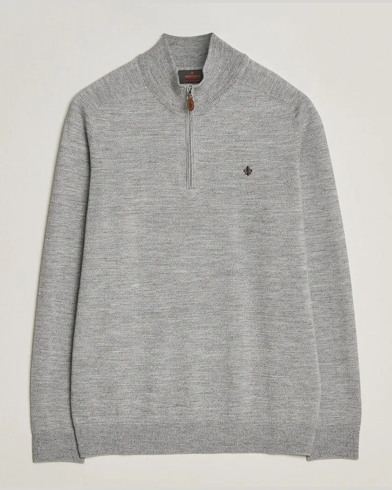 Morris John Merino Half Zip Mid Grey Grau