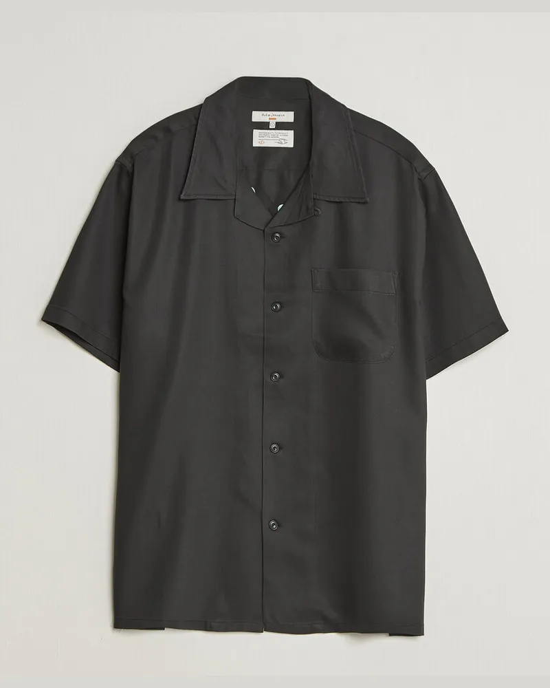 Nudie Jeans Arthur Bowling Shirt Saftey Pi Black Schwarz