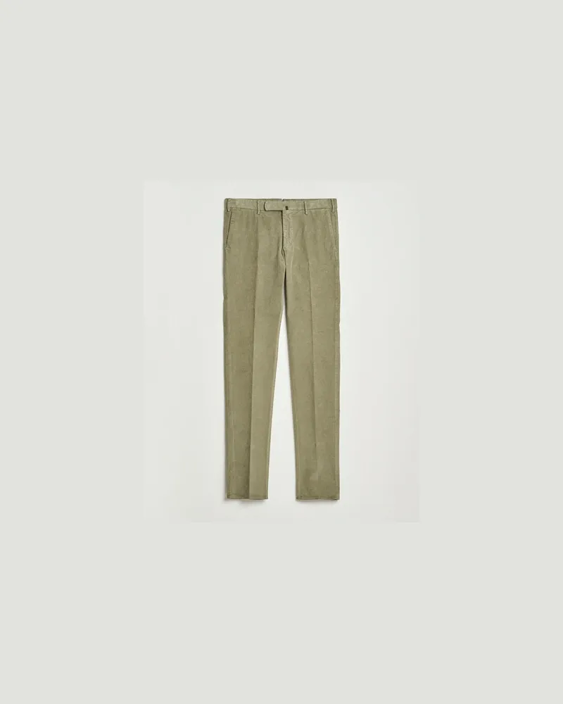 Incotex Slim Fit Baby Corduroy Trousers Sage Grün