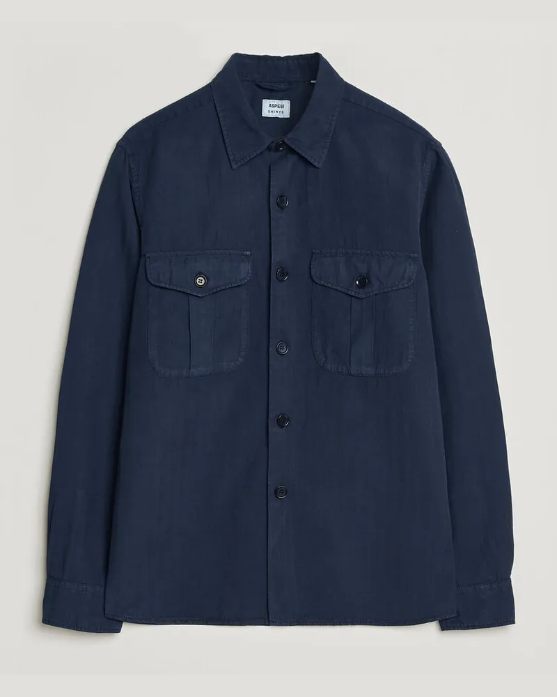 ASPESI Double Pocket Overshirt Navy Blau