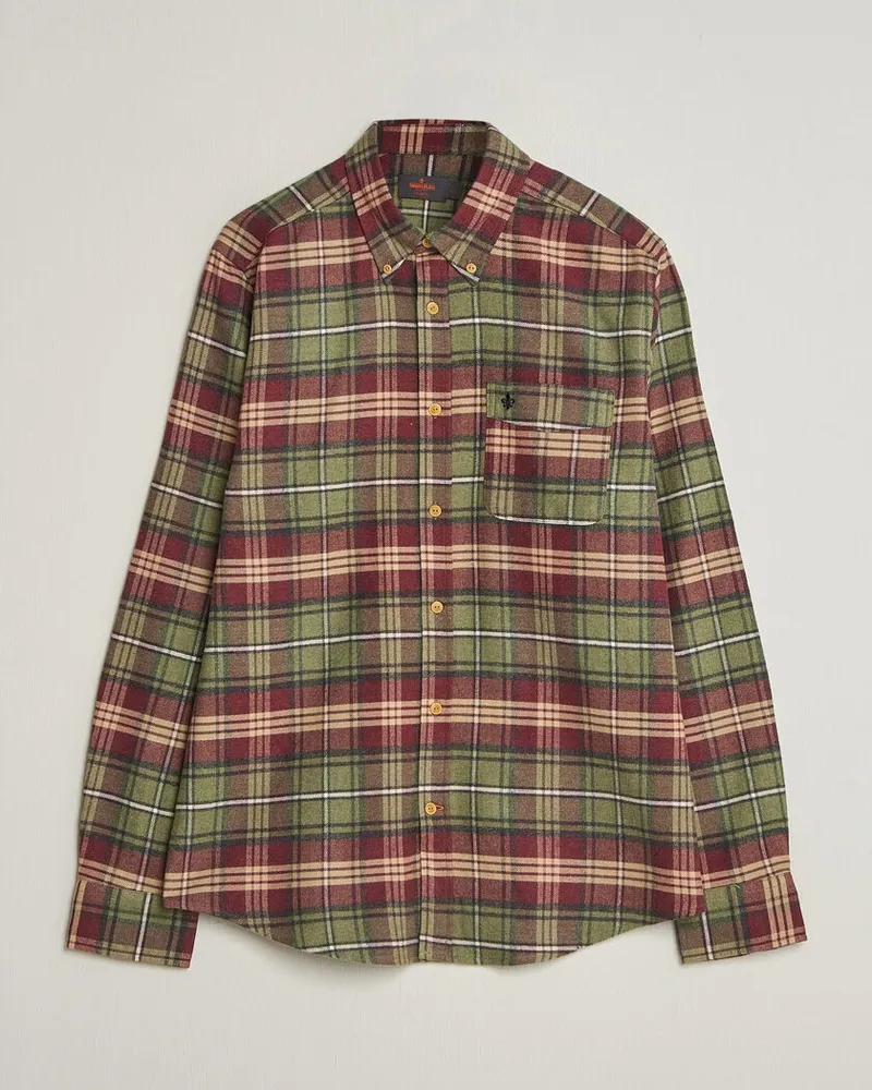 Morris Flanell Big Check Shirt Green Rot