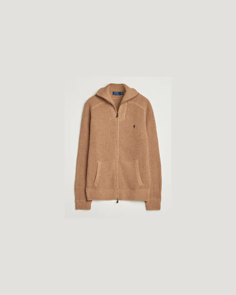 Ralph Lauren Cotton/Wool Full Zip Brown Sugar Melange Braun