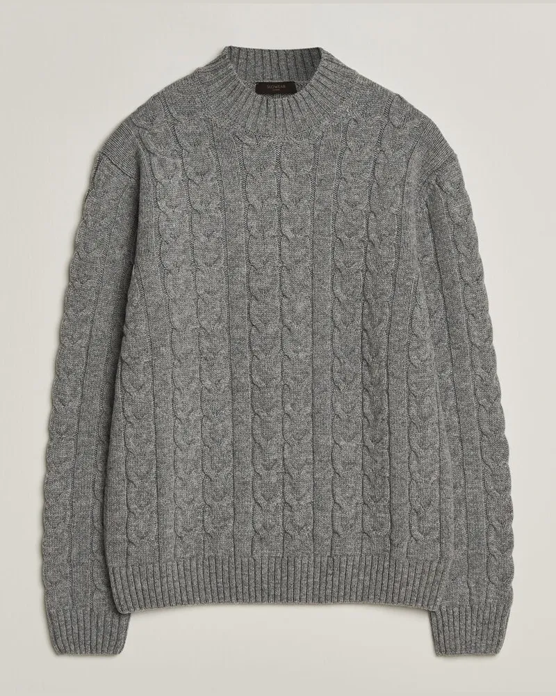 Zanone Double Cable Crew Neck Grey Melange Grau