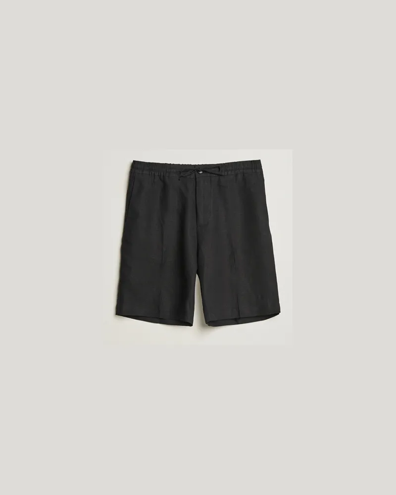 J.Lindeberg Brady Drape Linen Shorts Black Schwarz