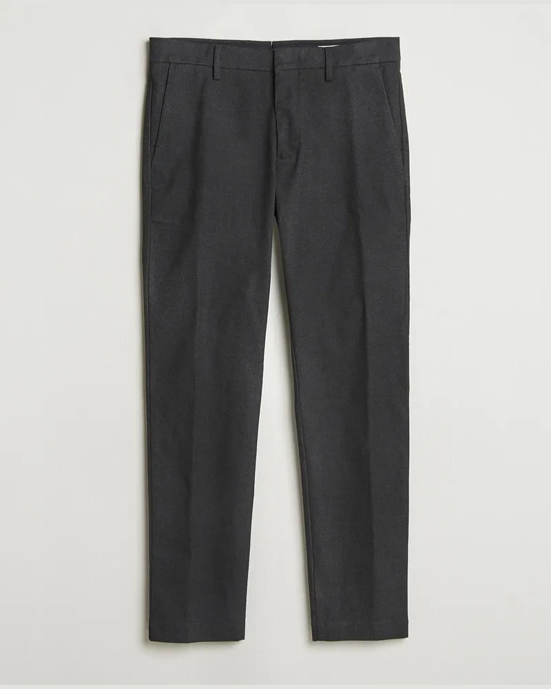 NN 07 Theo Brushed Cotton Trousers Black Multi Schwarz