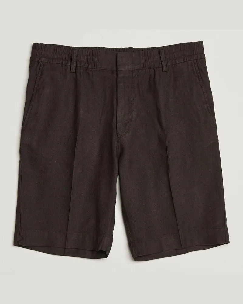 NN 07 Billie Linen/Viscose Drawstring Shorts Deep Truffle Braun