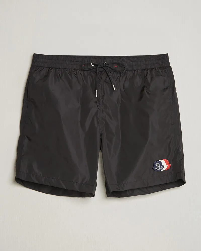 Moncler Tricolore Logo Swim Shorts Black Schwarz