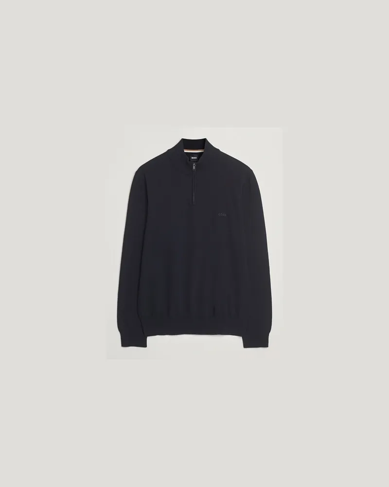 HUGO BOSS Padro Cotton Knitted Half Zip Dark Blue Blau