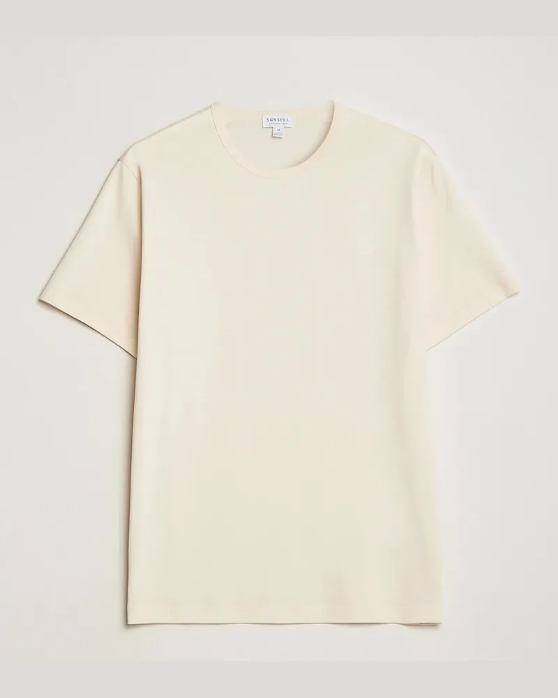 Sunspel Crew Neck Q82 Cotton T-Shirt Undyed Beige