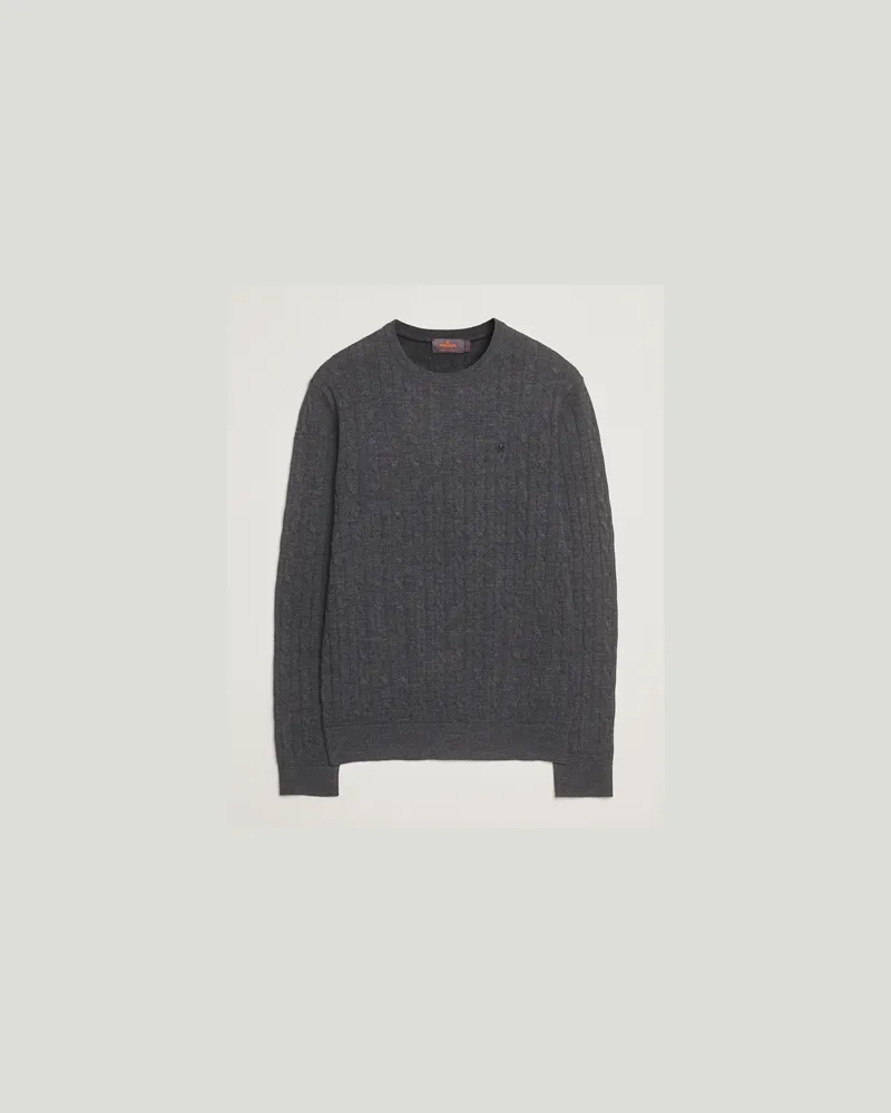 Morris Merino Cable O-Neck Grey Grau