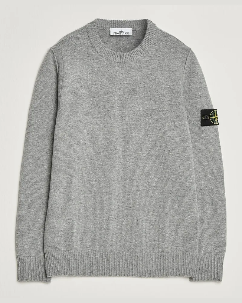 Stone Island Knitted Lambswool Crew Neck Grey Melange Grau