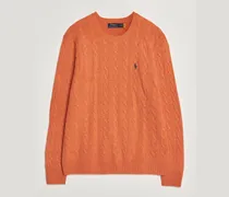 Wool/Cashmere Cable Crew Neck Orange Jasper Heather