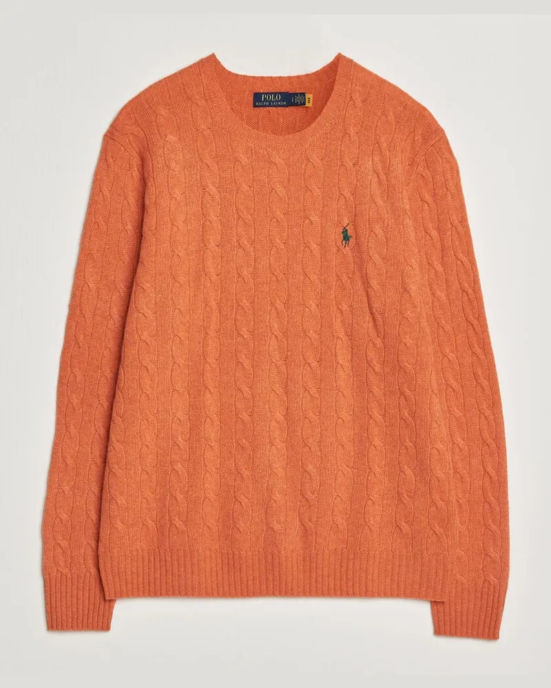 Ralph Lauren Wool/Cashmere Cable Crew Neck Orange Jasper Heather Orange