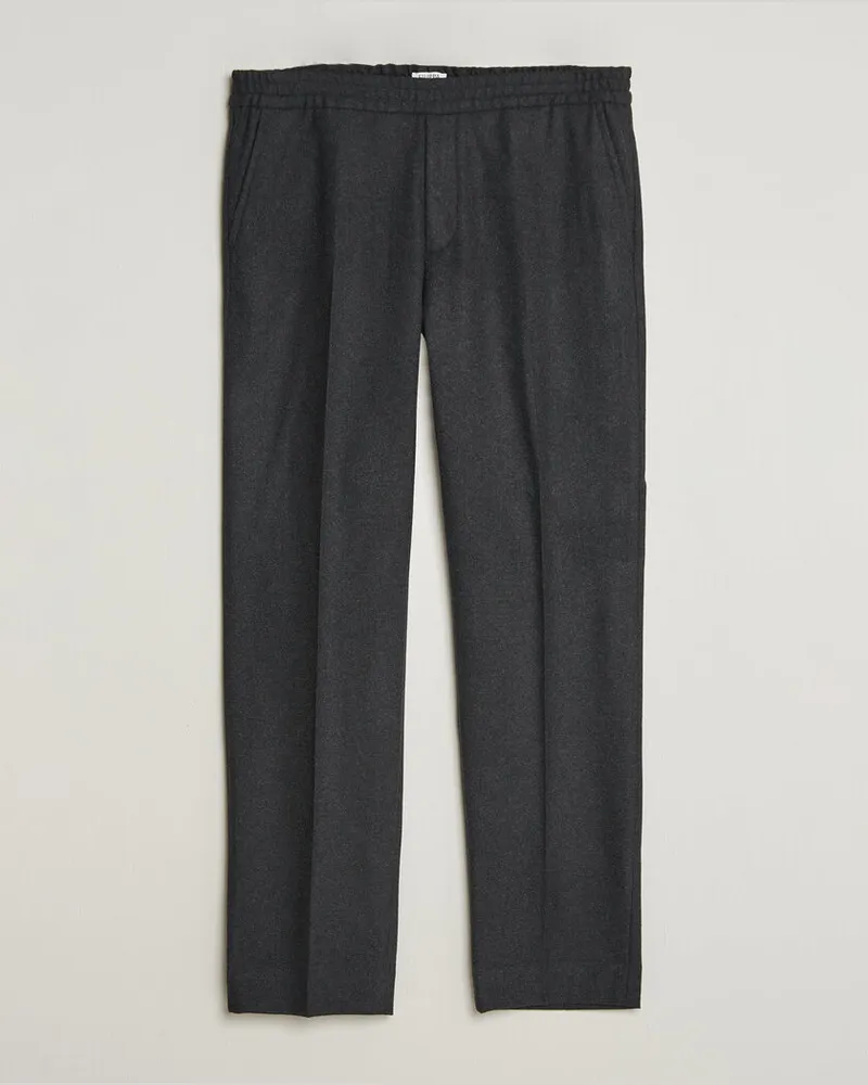 Filippa K Theo Relaxed Flannel Trousers Anthracite Melange Grau